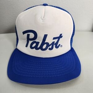 Vintage Pabst PBR Beer Blue and White Snapback Trucker Hat